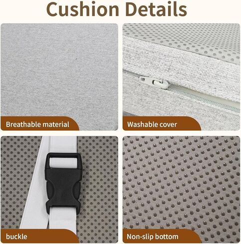 وسائد مقعد من الفوم مع مسند ظهر لكبار السن للجلوس لفترة طويلة مقاس 20 × 20 بوصة من الفوم عالي الكثافة غير قابل للانزلاق مع دعم خلفي من قطعتين in Kuwait