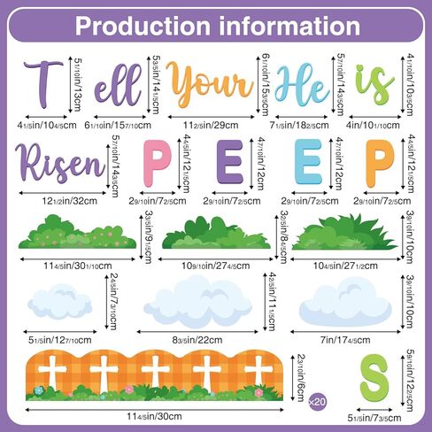 Easter Bulletin Board Decorations Set, Tell Your Peeps He is Risen Cross Easter Christian Bulletin, 80 Pieces Thick Cardstock Sunday School Classroom Church Chalkboard Decoration in Kuwait