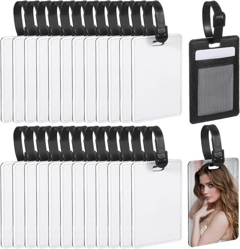 15 Pieces Sublimation Luggage Tags Bulk PU Leather Name Label Blank Suitcase Heat Transfer Bag Card Business ID Card Holder Travel ID Tags for DIY Travel Suitcase Sports Bags Holder in Saudi Arabia