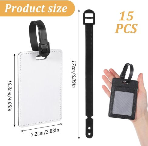 15 Pieces Sublimation Luggage Tags Bulk PU Leather Name Label Blank Suitcase Heat Transfer Bag Card Business ID Card Holder Travel ID Tags for DIY Travel Suitcase Sports Bags Holder in Saudi Arabia