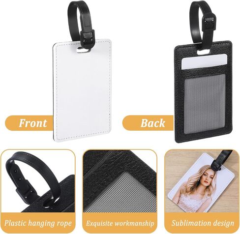 15 Pieces Sublimation Luggage Tags Bulk PU Leather Name Label Blank Suitcase Heat Transfer Bag Card Business ID Card Holder Travel ID Tags for DIY Travel Suitcase Sports Bags Holder in Saudi Arabia