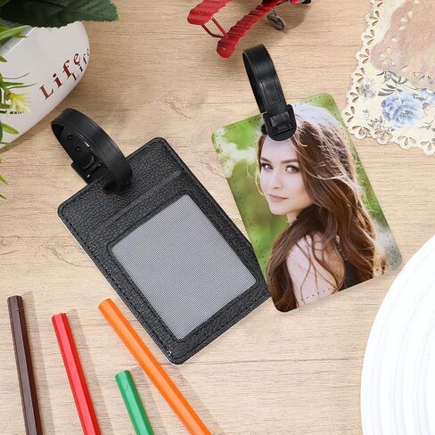 15 Pieces Sublimation Luggage Tags Bulk PU Leather Name Label Blank Suitcase Heat Transfer Bag Card Business ID Card Holder Travel ID Tags for DIY Travel Suitcase Sports Bags Holder in Saudi Arabia