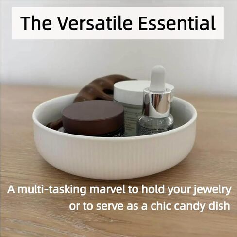 6'' Key Bowl, White Decorative Bowl With Ribbed Design, key Holder for Entryway Table, Purse Bowl, Candy Dish in Saudi Arabia