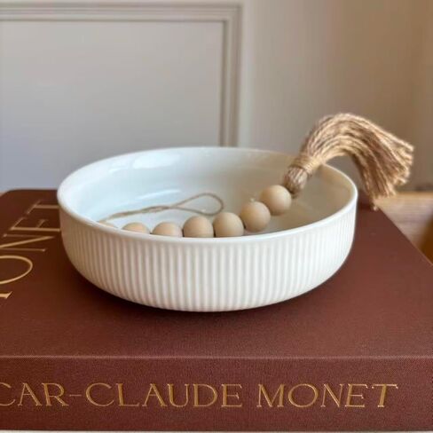 6'' Key Bowl, White Decorative Bowl With Ribbed Design, key Holder for Entryway Table, Purse Bowl, Candy Dish in Saudi Arabia