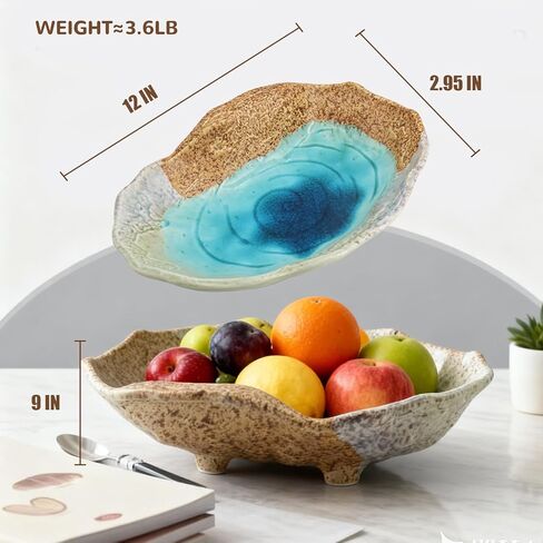 Fruit Bowl,12" Decorative Bowl,Ceramic Christmas Bowl,Jewelry and Key Holder for Modern Farmhouse Décor,Room Decor,Entryway Decor Bowls in Saudi Arabia