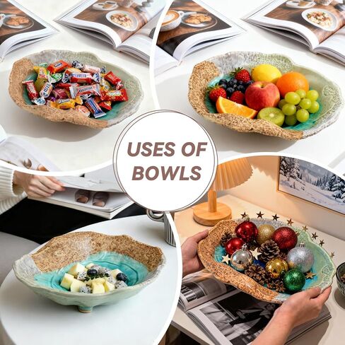 Fruit Bowl,12" Decorative Bowl,Ceramic Christmas Bowl,Jewelry and Key Holder for Modern Farmhouse Décor,Room Decor,Entryway Decor Bowls in Saudi Arabia