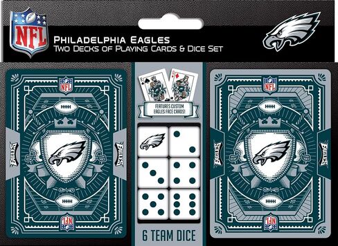 MasterPieces Game Day - عبوة من قطعتين من بطاقات اللعب وحزمة النرد NFL Seattle Seahawks - مجموعة مرخصة رسميًا للبالغين والعائلة in Saudi Arabia