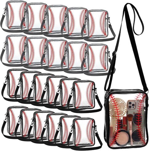20 Pcs Clear Crossbody Bag Purse Stadium Approved Clear Messenger Bags PVC Shoulder Purse for Men Women Work Business Travel Concerts Festivals Sports Events, Black and Gray in Saudi Arabia