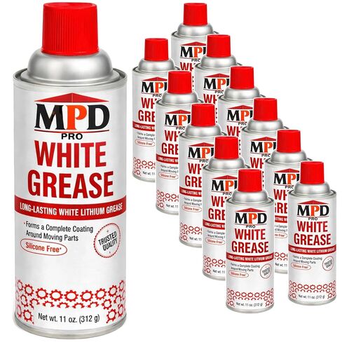 بخاخ شحم الليثيوم الأبيض من إم بي دي برو، مادة تشحيم خالية من التنقيط من الدرجة البحرية، تركيبة عالية الصلابة غير ملطخة لأبواب المرآب والمفصلات والسلاسل واستخدام السيارات - 11 أونصة (عبوتان) in Kuwait