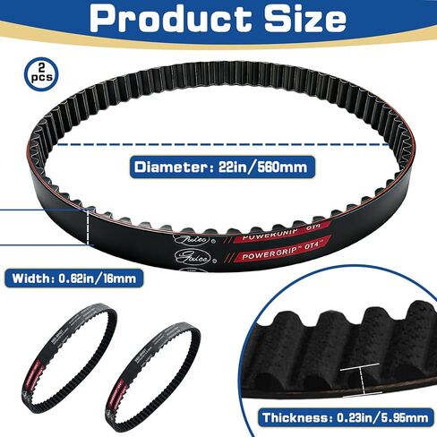 2-Pack Power Grip Primary Belts, Fit for Surron Motorcycle Drive Belts. Replaces Power Grip-GT4 560-8m. Compatible with Sur-Ron Light Bee/X, Segway X260/X160, and Talaria XXX Off-Road Motorcycles in Kuwait