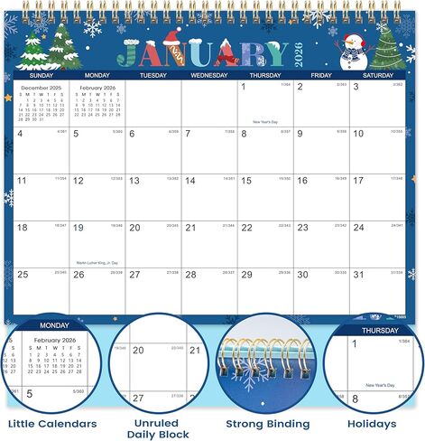 تقويم مكتب 2026 - تقويم مكتب من يناير 2026 - ديسمبر 2026، مكتب تقويم 10 بوصة × 8.3 بوصة، تقويم مكتبي قابل للطي لمدة 12 شهرًا 2026 - تصميم السمة in Kuwait