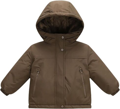 Teen Puffer Jacket Soft Fleece Lined Winter Coat Kids Toddler Baby Boys Girls Full Zip Snap Hooded Outerwear Insulated Jacket in Saudi Arabia