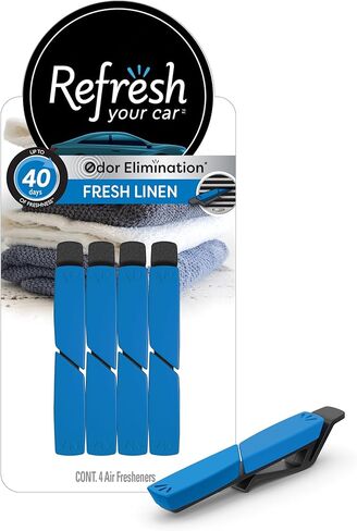 Refresh Your Car Air Freshener, Odor Eliminator, Set of 4 Auto Vent Sticks, Fresh Linen Scent, Refresh Your Car in Kuwait