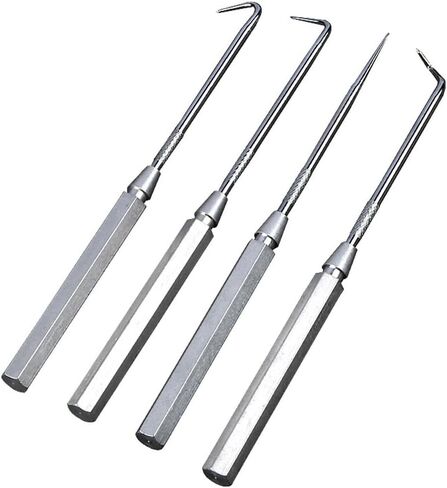 4PCS Precision Car Hook and Pick Set, Steel Leather Vehicle Pick Hook Puller Remover with Aluminum Handle, Automotive Puller Tools for O-Rings ＆ Oil Seals, Universal Fit in Saudi Arabia