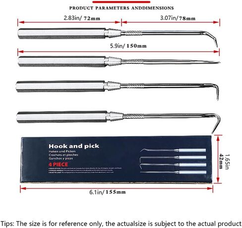 4PCS Precision Car Hook and Pick Set, Steel Leather Vehicle Pick Hook Puller Remover with Aluminum Handle, Automotive Puller Tools for O-Rings ＆ Oil Seals, Universal Fit in Saudi Arabia