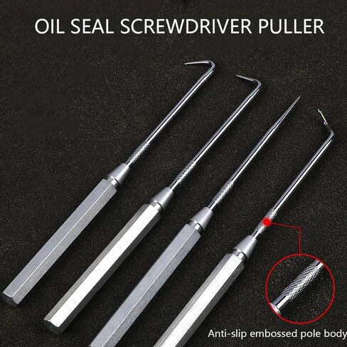 4PCS Precision Car Hook and Pick Set, Steel Leather Vehicle Pick Hook Puller Remover with Aluminum Handle, Automotive Puller Tools for O-Rings ＆ Oil Seals, Universal Fit in Saudi Arabia