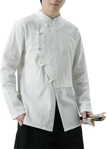 Men Cotton Color Vintage Comfortable Long Sleeve Breathable Loose Classic Style Traditional Chemise Homme in Saudi Arabia