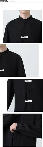 Men's Cotton Linen Vintage Comfortable Breathable Long Sleeve Tang Suit Loose Chinese Style Traditional Shirts in Kuwait