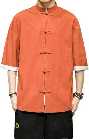 Men's Style Shirt Chinese Stand Up Collar Yukata Kimono Wear T-Shirt Hanbok Coat in Saudi Arabia