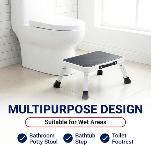 مقعد Arrigo قابل للطي مع 3 ارتفاعات قابلة للتعديل - سعة 330 رطل، مداس واسع مضاد للانزلاق - صغير الحجم ومحمول وقابل للطي - سلالم سرير قابلة للطي وسلم مطبخ ومقعد قدم للبالغين in Kuwait