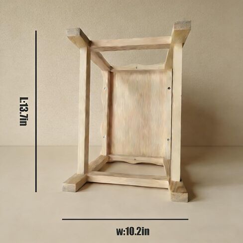 مقعد خشبي متدرج، مقاس 10.2 × 10.2 × 13.7 بوصة، تصميم خشبي منحني in Kuwait
