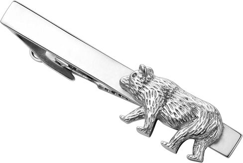 HAWSON 2.2 Inch Men's Wilderness Bear Tie Clip Silver Tie Bar for Wedding, Camping Events, Boardroom Northwoods Groomsmen Accessories & Outdoor Enthusiast Gifts in Saudi Arabia