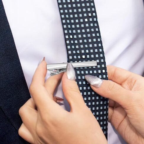 NOLITOY Tie Clips for Men, 4 Pcs Classic Silver Necktie Tie Bar Pinch Clips, Ideal for Father, Husband, Boyfriend, Business, Wedding, Anniversary in Saudi Arabia