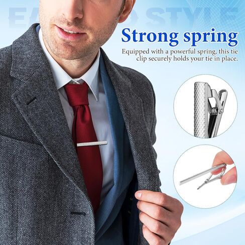 NOLITOY Tie Clips for Men, 4 Pcs Classic Silver Necktie Tie Bar Pinch Clips, Ideal for Father, Husband, Boyfriend, Business, Wedding, Anniversary in Saudi Arabia