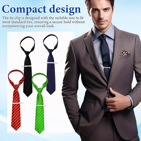 NOLITOY Tie Clips for Men, 4 Pcs Classic Silver Necktie Tie Bar Pinch Clips, Ideal for Father, Husband, Boyfriend, Business, Wedding, Anniversary in Saudi Arabia