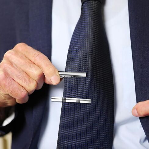 NOLITOY Tie Clips for Men, 4 Pcs Classic Silver Necktie Tie Bar Pinch Clips, Ideal for Father, Husband, Boyfriend, Business, Wedding, Anniversary in Saudi Arabia