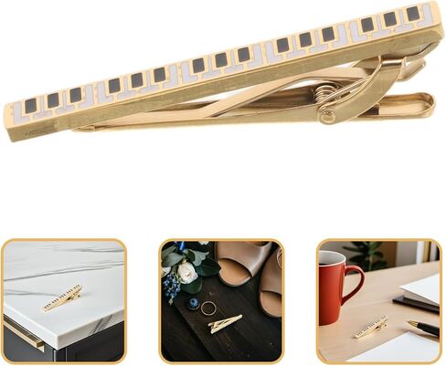 Silver Tie Clip for Men: Piano Bar Clip Pin Elegant Music-themed Titanium Steel Jewelry Formal Wear Vintage Keyboard Design for Weddings Business Concerts and Music Enthusiasts Accessories in Saudi Arabia