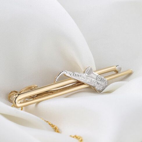 Men's Gold 3D Instrument Tie Clip, Saxophone Tie Clip, with Gift Box, Can be Used as Accessories and Gifts. in Saudi Arabia