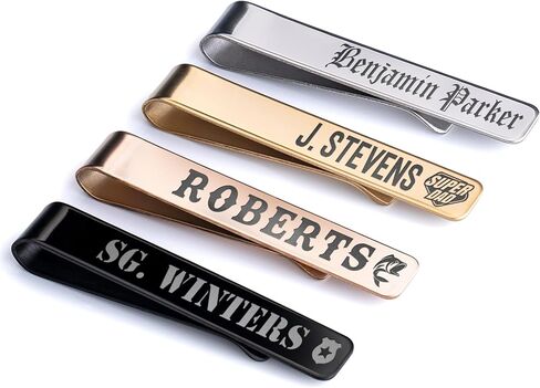 مشبك ربطة عنق مخصص، هدايا عيد الأب، مخصص مع الاسم والتاريخ، 4 خيارات للألوان، 30 خيارًا للأيقونات، 18 خطًا، أفضل أب على الإطلاق in Kuwait