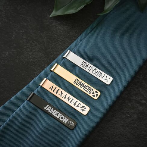 مشبك ربطة عنق مخصص، هدايا عيد الأب، مخصص مع الاسم والتاريخ، 4 خيارات للألوان، 30 خيارًا للأيقونات، 18 خطًا، أفضل أب على الإطلاق in Kuwait