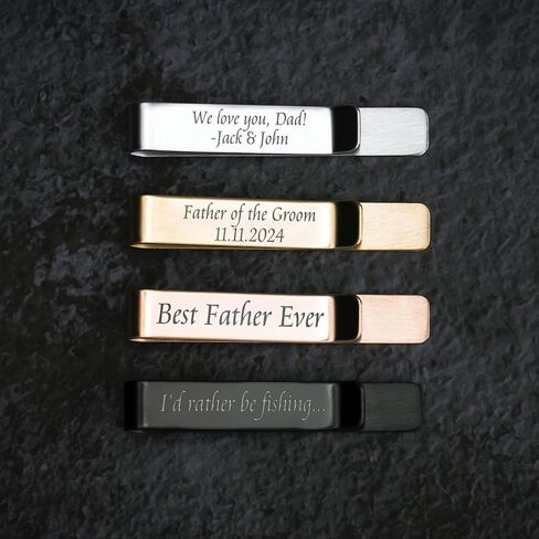 مشبك ربطة عنق مخصص، هدايا عيد الأب، مخصص مع الاسم والتاريخ، 4 خيارات للألوان، 30 خيارًا للأيقونات، 18 خطًا، أفضل أب على الإطلاق in Kuwait