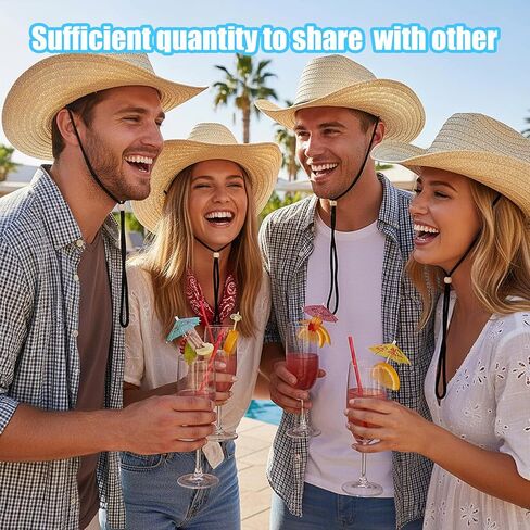 6 Pcs Straw Cowboy Hats with Red and Black Bandanas Western Cowboy Party Hat Costume with Head Bandana for Party Role Play Halloween in Saudi Arabia