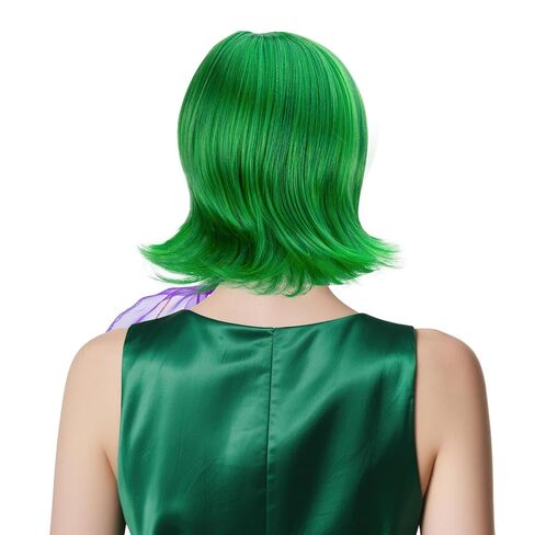 Women Green Costume Disgust Wig, St. Patrick's Day Costumes Scarf and False Eyelashes, Short Wavy Green Cosplay Wigs for Adults Halloween Costume Anime Cosplay in Kuwait