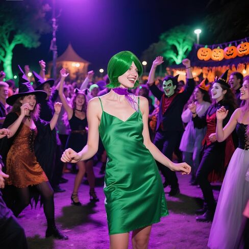 Women Green Costume Disgust Wig, St. Patrick's Day Costumes Scarf and False Eyelashes, Short Wavy Green Cosplay Wigs for Adults Halloween Costume Anime Cosplay in Kuwait