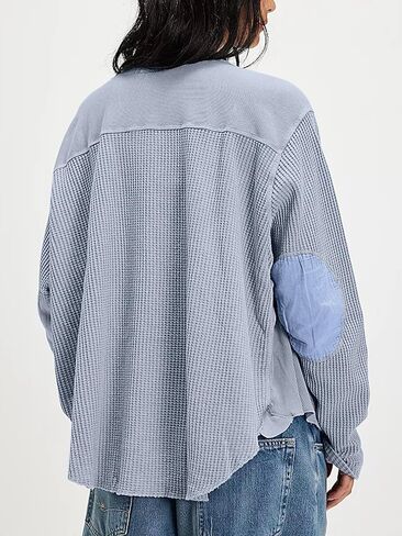 Women's Waffle Knit Sweatshirt Casual Long Sleeve Crew Neck Shirt Tops Oversized Spring Fall Pullover Tops in Saudi Arabia