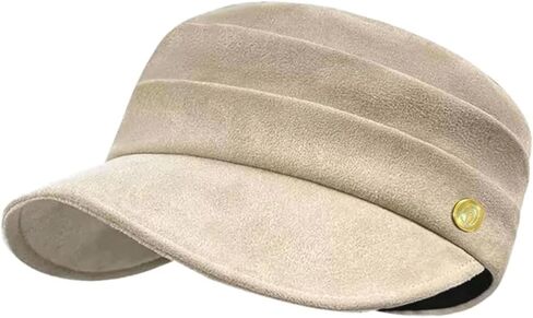 Women's Suede Newsboy Cap: Adjustable Hook-and-Loop, Soft Foldable Brim, Vintage Style for Fall Winter（Beige） in Saudi Arabia