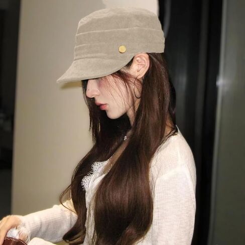 Women's Suede Newsboy Cap: Adjustable Hook-and-Loop, Soft Foldable Brim, Vintage Style for Fall Winter（Beige） in Saudi Arabia