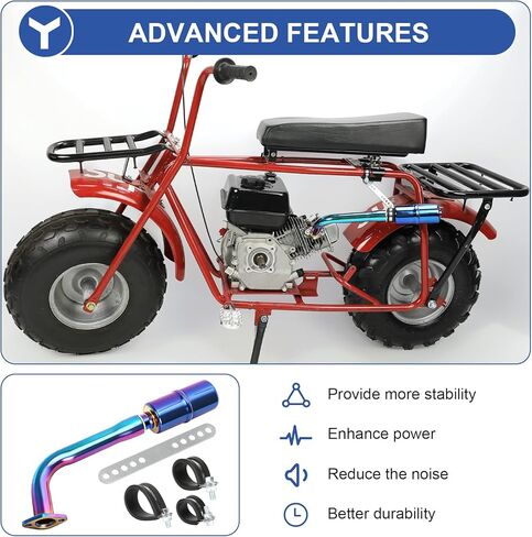 استبدال كاتم صوت ماسورة العادم YOXUFA للمفترس 212 224 196cc GX160 Coleman Mini Bike CT200U CT200U-EX BT200X KT196 Axis M200 Baja Warrior Trailmaster MB200 Minibike Go Kart Performance Parts in Saudi Arabia