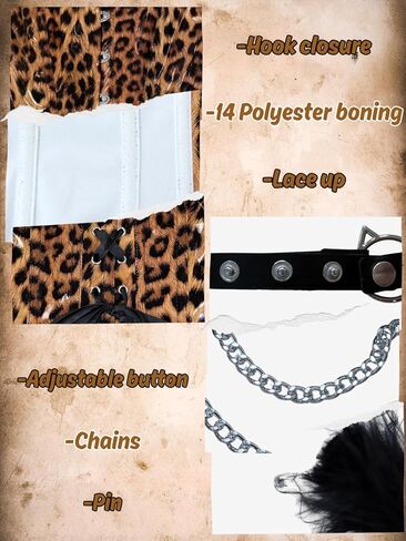 5Pc Sexy Cat Leopard Costumes For Women, Ears Headband & Fur Tail & Choker, Cheetah Costume Halloween Cosplay Outfits in Saudi Arabia