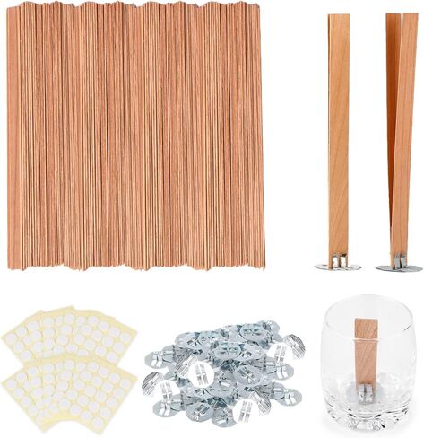 400 قطعة من شمعة Ziosxin المصنوعة من خشب الكرز الذي لا يدخن، فتيل لهب طويل الأمد - سهل الحرق، شمعة طبيعية مع حامل ونقطة صمغ in Kuwait