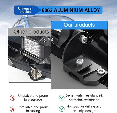 2 قطعة من دعامات إضاءة الخندق العالمية، دعامة إضاءة لغطاء الرأس، غطاء قابل للتعديل، دعامة تثبيت لإضاءة العمل، لشاحنات سيارات الدفع الرباعي، بدون حفر in Kuwait