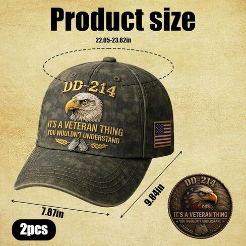 قبعة DD214، قبعة الولايات المتحدة الأمريكية للذكرى السنوية الـ 250، قبعة عسكرية للذكرى السنوية 250، عرض فخور للمحاربين القدامى وأعضاء الخدمة، قبعة على طراز البيسبول مع عملة تذكارية in Kuwait