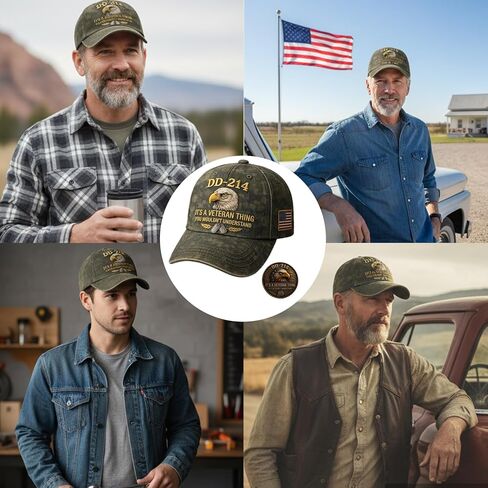 قبعة DD214، قبعة الولايات المتحدة الأمريكية للذكرى السنوية الـ 250، قبعة عسكرية للذكرى السنوية 250، عرض فخور للمحاربين القدامى وأعضاء الخدمة، قبعة على طراز البيسبول مع عملة تذكارية in Kuwait