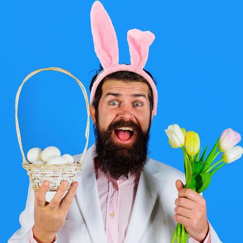 16 Pieces Easter Bunny Ear Headband Soft Cute Plush Rabbit Ears Headband for Kids Adults Easter Cosplay Party Favors (Pink, White) in Saudi Arabia