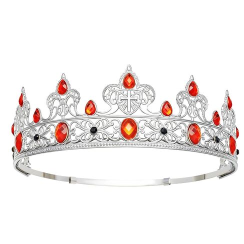 تاج الملك للرجال، تاج الأمير، إكسسوارات الشعر في العصور الوسطى الملكية لأعياد الميلاد وحفلات الهالوين (فضي وأسود) in Kuwait