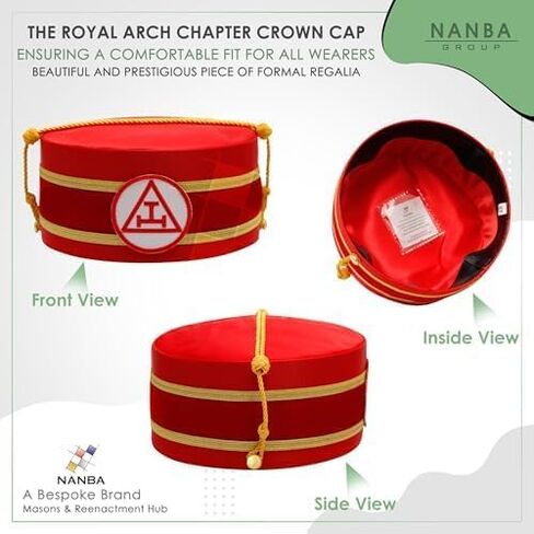 MASONS & REENACTMENT HUB Royal Arch Chapter Crown Cap - Red & White - Masonic Crown Cap Embroided Triple Tau Patch in Saudi Arabia